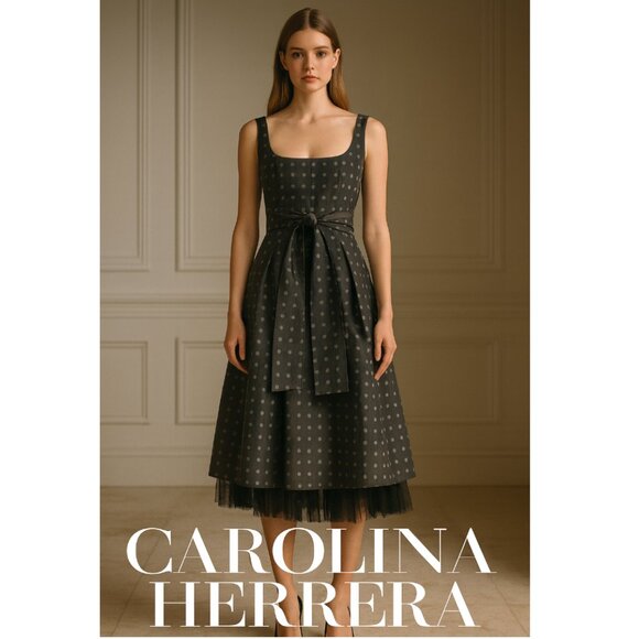 carolina herrera brown polka dot dress Carolina Herrera